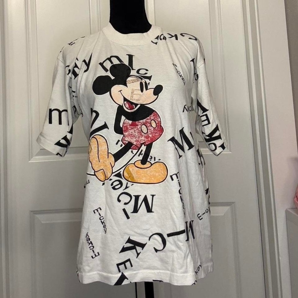 Vintage Disney Originals Mickey All-Over Print T-Shirt – 80s/90s – L/XL - Picture 1 of 7